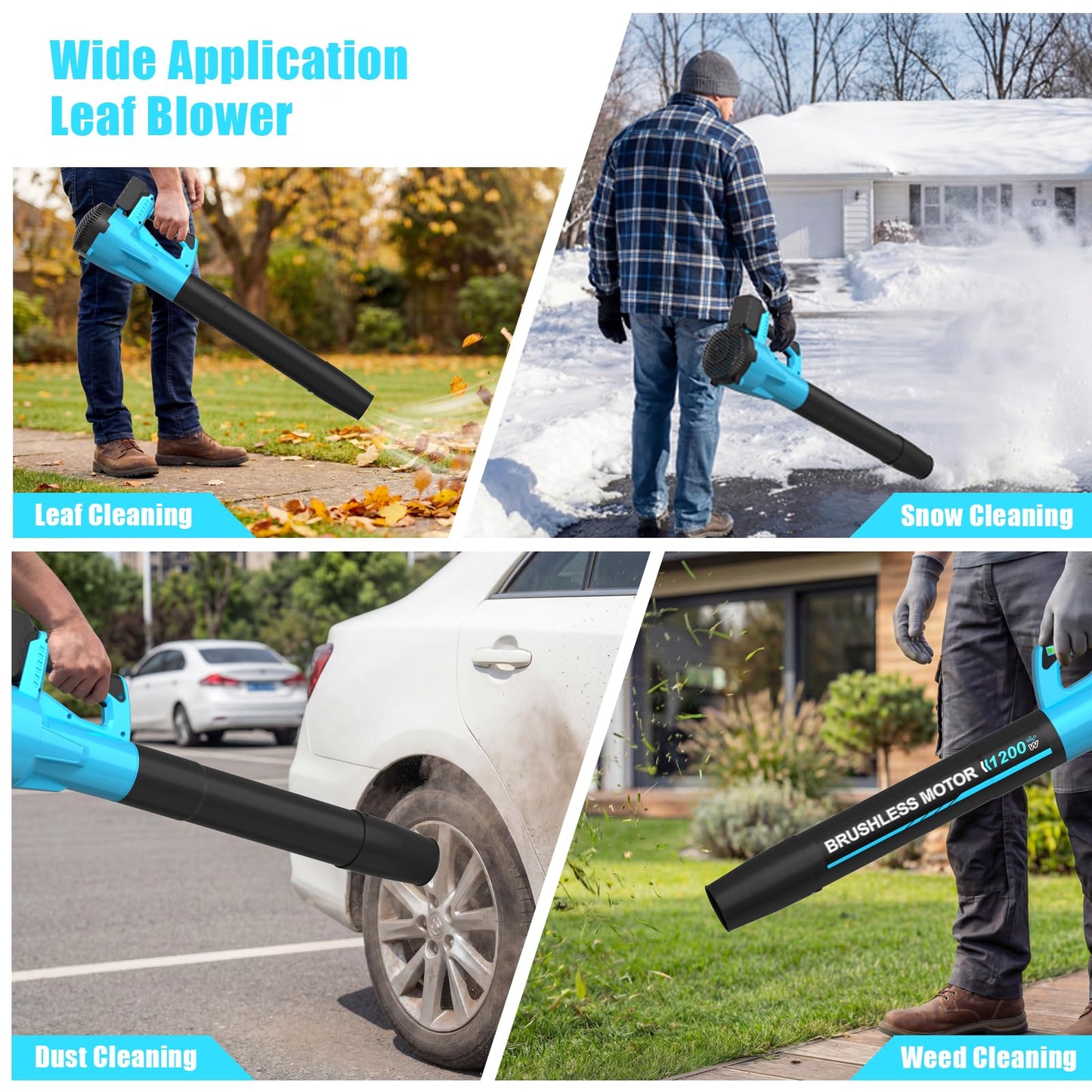 Leaf Blower,Cordless Leaf Blower with 2 X 4.0Ah Battery and Charger,6 Speed Mode Electric Leaf Blowers Cordless for Blowing Leaves,Blowers for Yard Garden Lawn Care and Dust,Gifts(M-Blue)