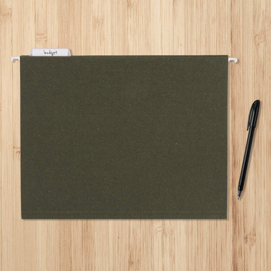 Amazon Basics Hanging File Folders for Documents, Letter Size, 1/5-Cut Adjustable Tabs, Standard Green, 75 Count per Box