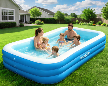 Large Inflatable Pool for Kids and Adults,10ft x 6ft Oversized Thickened Blow Up Pool for Kid and Adult, Durable Swimming Pool for Backyard, Outdoor, Garden, Summer Water Party (120"x70"x22")