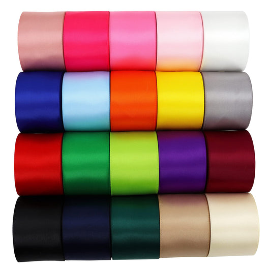 YERELO Double Face Satin Ribbon 1-1/2 inch Ribbons 20 Solid Color Assortment, 1-1/2" X 2 Yard Each Total 40 Yards Per Package,for Gift Wrapping and Crafts Hair