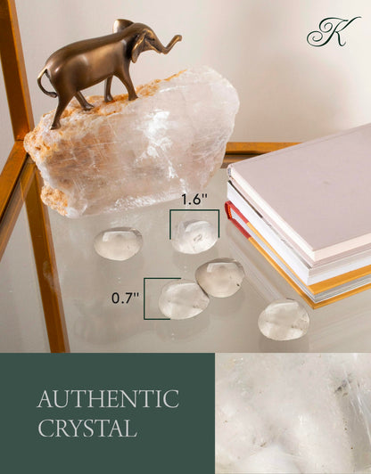 KALIFANO Quartz Heart Carving with Healing & Calming Effects - High Energy Reiki Worry Cuarzo Crystal Used for Soothing Anxiety and Stability (Information Card Included)