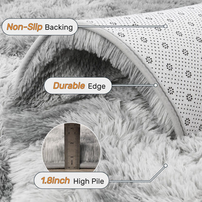 LòutiRoot Home 5x8 ft Rug for Living Room Fluffy Grey White Shag Rug Non-Slip Area Rugs Carpet for Bedroom Nursery Kids PlayRoom Dorm Office Indoor Modern Plush Carpets