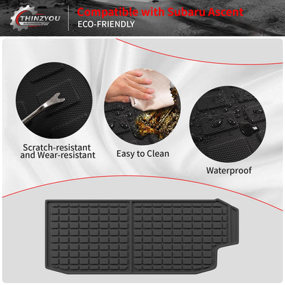 Thinzyou Cargo Mat Compatible with 2019-2025 2026 Subaru Ascent Cargo Liner Trunk Liner TPE Back Seat Cover Protector 2023 Ascent Accessories (Fit 7&8 Seats, Trunk Mat+3rd Row Backrest Mats)