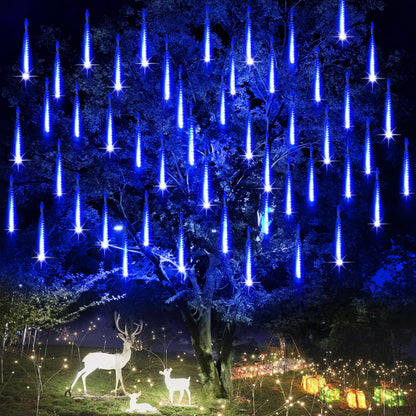 Roytong Christmas Meteor Shower Lights Outdoor - 12 Inch 10 Tube 360 LED High Brightness Falling Rain Icicle Cascading Lights for Xmas Tree Eaves Patio Decor (Can Connect 100 Sets)