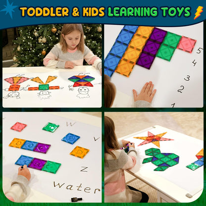 Magnetic Tiles Toddler Toys Magnetic Building Blocks for Kids Ages 3-12 STEM Educational Toys for Girls & Boys Sensory Toys for Kids with Autism Classroom Must Haves Outdoor Toys