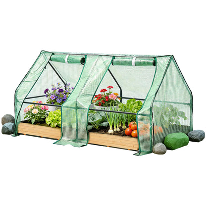 ScienGarden Mini Greenhouse 6' x 3' x 3' — Small Greenhouse with PE Cover, Portable Greenhouses for Outdoors, Roll-Up Zipper Doors for Venting, Protect Plants from Snow/Wind/Rain/Heat/Cold