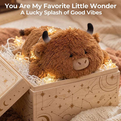 Mewaii Cute Highland Cow Plush Pillow, Kawaii Plushies Highland Cow Stuffed Animals, Squishy Plushies, Cuddle Plush Pillow for Kids & Girls (13 Inch)