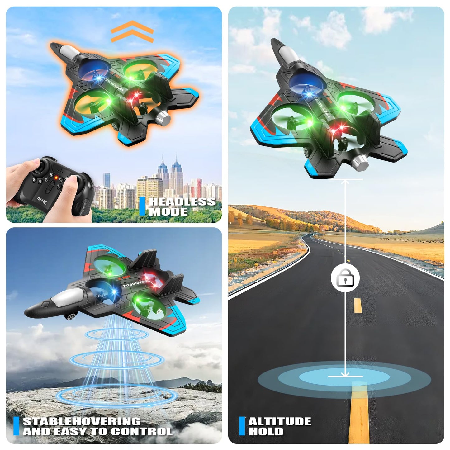 4DRC V32 Foam Remote Control Airplanes RC Planes for Kids Adults, RC Airplane Fighter Jet with Light, 360° Flip Fighter Jet Toys, Stunt Roll, Airplane Toy Gifts for Kids Boys