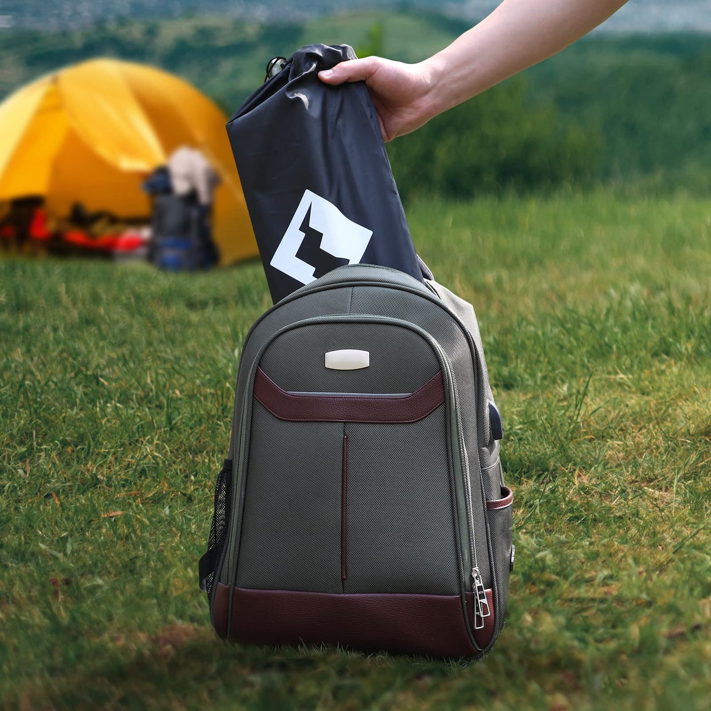 VILLEY Portable Camping Side Table, Ultralight Aluminum Beach Table with Carry Bag, Folding Camping Table for Outdoor Cooking, Picnic, Camp, Boat, Travel - Green