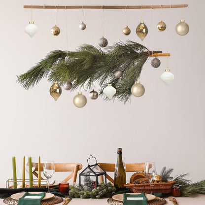 Zomiboo 12 Pcs Gold Glass Christmas Ball Ornaments Set 3.15" Hanging Shatterproof Glass Bulbs for Christmas Tree Baubles Bulk for Holiday Xmas Tree Decorations Gifts