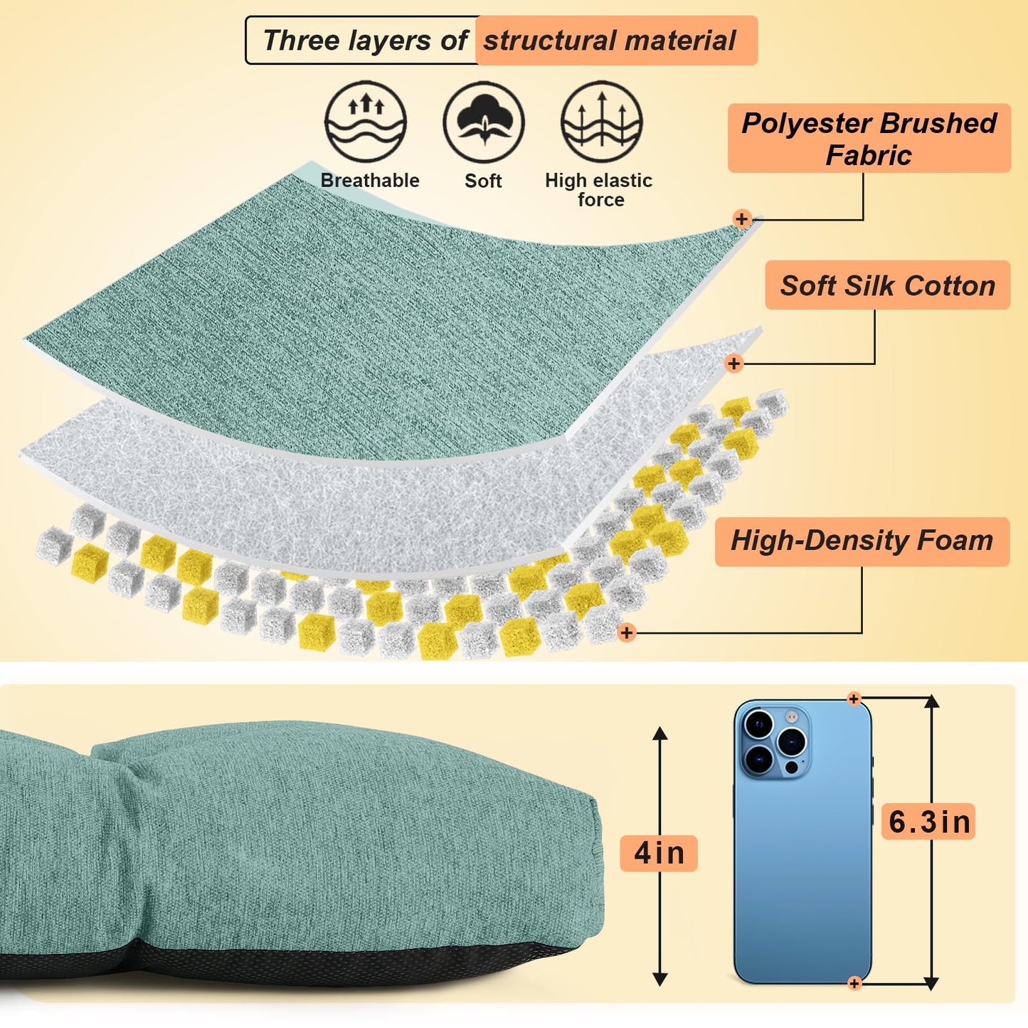 ROFIEJOX 45 Inch Bench Cushion with Non-Slip Bottom - High Density Foam Tufted Long Seat Pad for Indoor Window, Dining, Piano & Garden Furniture(Light Green, 45x18x4)