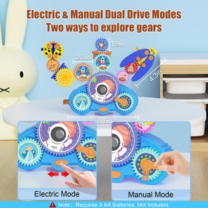 Fivoro STEM Gears Toys for Kids Ages 3+, Creative Learning Building Blocks, 18Pcs Educational Construction Toy Set, Electric & Manual Dual Mode, Versatile Gear Playset Gift for Boys & Girls