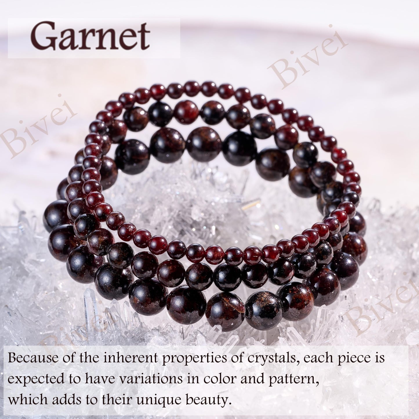 Bivei Garnet - Passion & Energy - 6mm Beaded Bracelets for Women Handmade Semi Precious Natural Stone Stretch Elastic Jewelry for Women Yoga Protection Gifts