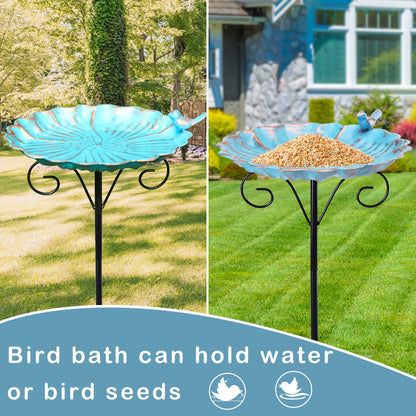 VCUTEKA Bird Baths for Outdoor, Metal Garden BirdBath with Bird Statue and Detachable Bird Bath Bowl for Yard Patio Lawn Decor