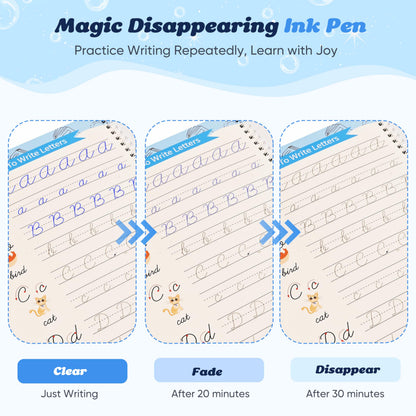 Grooved Cursive Handwriting Workbook for Beginners Kids Ages 8-12 | Cursive Writing Practice Book | Magic Ink Cursive Books with Riddles, Stories & Quotes | Handwriting Practice for Kids 8-10 Cursive