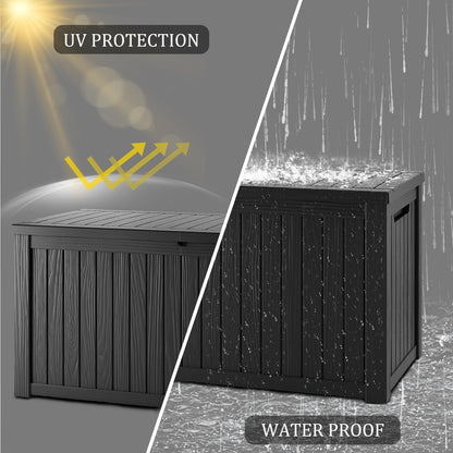 PATIOEASY Outdoor Storage Box 275GAL Waterproof Resin Deck Box,Pool Accessories Supplies，UV-Resistant Lockable Package Delivery Bin for Garden Tools,Large Patio Outside Cushions,Chest,Furniture,Black