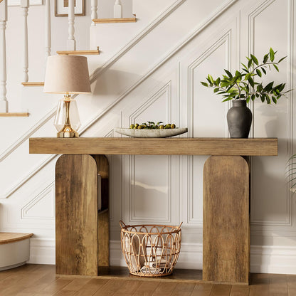 Tohomeor 54 Inch Long Console Table, Farmhouse Entryway Table Wood Narrow Sofa Table Behind Couch, Hallway Accent Table Furniture for Living Room, Foyer, Retro Brown