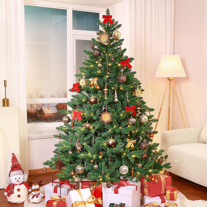 SHareconn 80pcs Christmas Balls Ornaments Set, Contemporary Luxury Gift Set, Shatterproof Plastic Bronze Decor for Xmas Tree Holiday Wedding Party Decorations with Hanging Strings, Brown Copper Gold