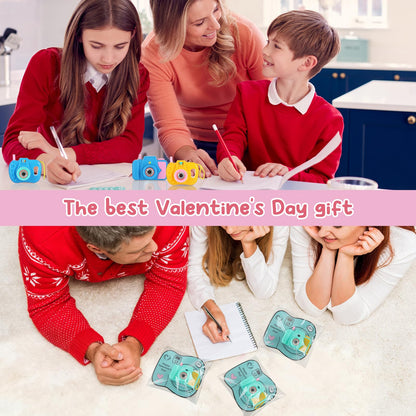 Jenaai 30 Pack Valentines Day Gifts for Kids Mini Toy Camera Bulk Set with Valentine's Greeting Cards Images in Viewfinder for Kids Classroom Exchange Gift Award Prize Party Favors