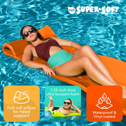 TRC Recreation Splash 1.25" Thick Foam Pool Float Lounger w/ Headrest for Lounging & Sunbathing in Swimming Pools, Beaches & Lakes, 70" x 26"