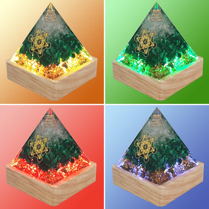 XQIGI Orgone Pyramid Malachite Stone Handmade Orgonite Crystal Pyramid Unicursal Hexagram for Positive Vibe, Anti-Stress, Spirit Pysical Health, Meditation Decorative Ideal Gift for Women
