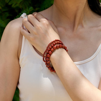 Bivei Red Jasper-Strong Base-6mm Beaded Bracelets for Women Handmade Semi Precious Natural Stone Stretch Elastic Jewelry for Women Yoga Protection Gifts