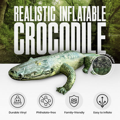 Jet Creations 49” Long Inflatable Alligator Toy, Green, Realistic Africa Animal Design, Garden Decor, Photo Wildlife Safari Theme Decoration, Bird Deterrent, Thanksgiving Christmas Winter1 pc