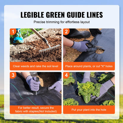 VEVOR Weed Barrier Landscape Fabric, 3x300 FT Heavy Duty Garden Weed Fabric, 3.2Oz Woven Weed Control Fabric, Weed Blocker Mat, Easy Setup, Durable PP Gardening Fabric for Driveway Ground Cover, Black