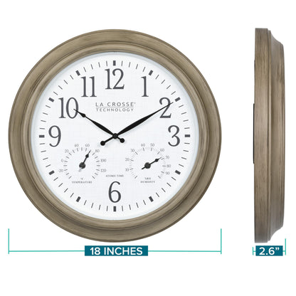 La Crosse Technology 404-18027-INT 18-inch Indoor/Outdoor Tan Atomic Analog Wall Clock