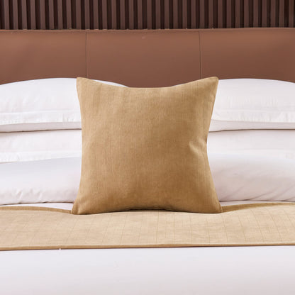OSVINO Solid Bed Runner Textured Chenille Bed End Scarf Wear-Resistant Decorative Bedding Protection for Hotel Bedroom Wedding Room, Light Brown, Queen
