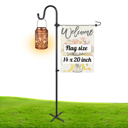 Ottsuls Garden Flag Stand, Heavy Duty Flag Pole Holder with Shepherd Hook for Yard Decoration, 45 INCH Sturdy Yard Flag Post Stake Outdoor Garden Flag Holder for 14''x20'' Flags (Without Flag)