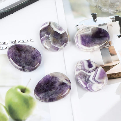 Artistone Amethyst Crystal Thumb Worry Stones Hand Carved Palm Stones Crystal Chakra Worry Stone for Anxiety, Meditation Reiki, Water Drop Shaped (Pack of 2)