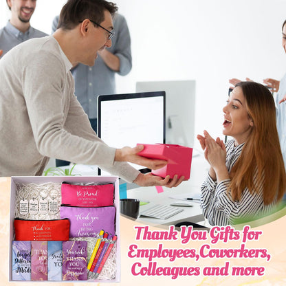 30 Pcs Volunteer Appreciation Gifts Bulk Include 6 Inspirational Makeup Bag 6 Colorful Gift Bag 6 Keychain 6 Marble Notepad and 6 Bamboo Ballpoint Pen for Staff Team Volunteer Week