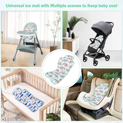 Gel Car Seat Cooler Pad,1 Pack Double Sides-Universal Baby Stroller Ice Cushion Cooler Mat,Summer Cooling Seat Liner,Multifunctional Suitable for Baby Dining Chair,Child Safety Seat(Sloth + Leaves)
