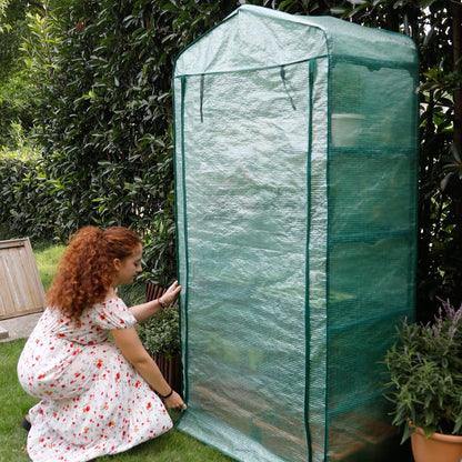 Worth Garden 50% Extra Wide Mini Greenhouse 5 Tier Portable Plant Green House 40in Wide -Sturdy Gardening Shelves with PE Cover & Roll-Up Zipper Door - Indoor & Outdoor Use - 19″W. x 40″L. x75″H.