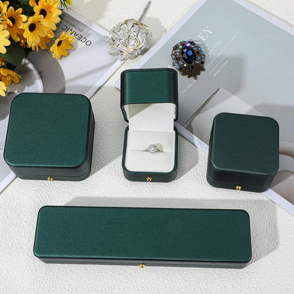 moheaaei 4 Pcs Jewelry Gift Box Set, Green Velvet Gift Box for Ring Long Necklace Chain Bangle Bracelet Ring Jewelry Boxes for Engagement Proposal Weeding