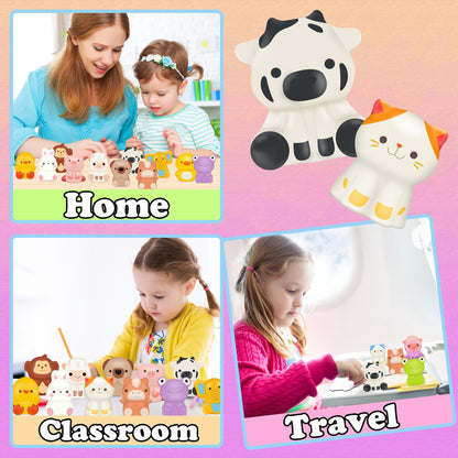 KissFuture Party Favors for Kids, 24PCS Animal Squishy Toys, Goodie Bag Stuffers for Kids, Pinata Stuffers, Birthday Gifts for Boys & Girls, Treasure Chest Prizes, Classroom Prizes