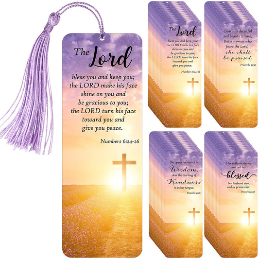 Chiisong 100 Sets Christian Bookmark for Mom Mother's Day Gift Bible Verses Bookmark with Tassel Religious Inspirational Scripture Book Marks, Gift for Mom Mother's Day Women Church Book Lover