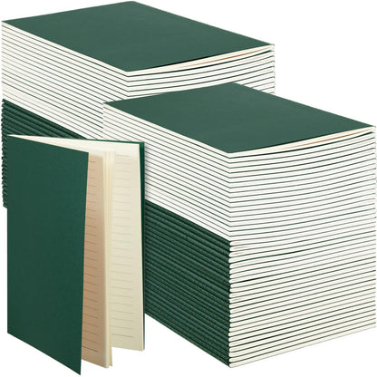 Mimorou 100 Pcs Journals Notebooks Bulk - Kraft Softcover A5 Small Notebooks 5.5 Inch x 8.3 Inch Notepads with 60 Page 30 Sheet for Writing Sketch Travel Office Supplies(Green,Lined)