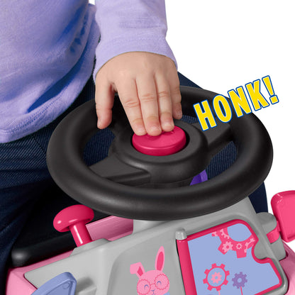 Radio Flyer Creativity Car, for Toddlers 1-3, 3-in-1 Push Walker Ride On Rocket with 17 Sensory Activities, Anti-Tip Feature, Under-Seat Storage, Horn and Gears, 42 lb Capacity, Toddler Ride On Toys