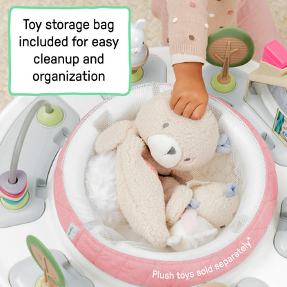 Ingenuity Spring & Sprout 2-in-1 Baby Activity Center Jumper and Table with Infant Toys - Ages 6 Months +, First Forest in Pink