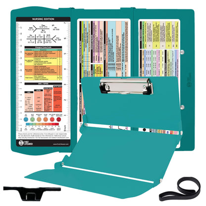 First Lifesaver Foldable Nurse Clipboard, 3 Layers Aluminum, Teal Blue