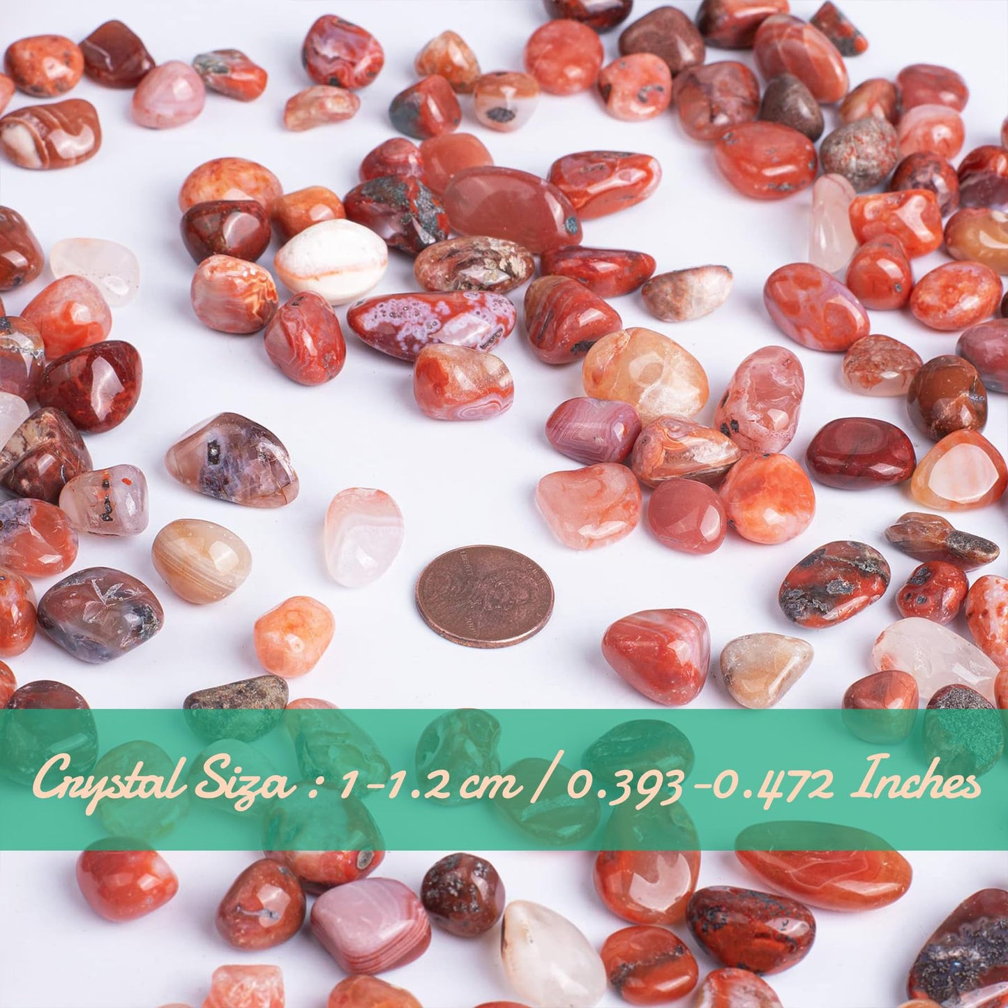 SigMntun Polished Carnelian Crystal Set, 0.4",128 Pcs - Handpicked Tumbled Stones and Crystals Bulk for Healing, Reiki, Meditation, Witchcraft and Home Decor,S-Africa Red Agate