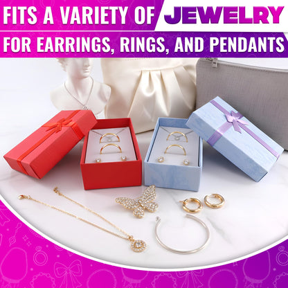 KETAR 24 Pack Small Jewelry Gift Boxes with Bows — 4 Color Options, Cardboard Paper Earring, Necklace and Bracelet Gift Box with Foam Insert — Birthday, Wedding and Mother’s Day | 3.2" X 2" X 1.06"