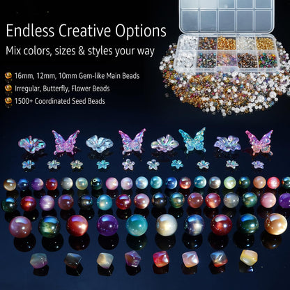 LuCastte Stellar Beading Designer Kit, Bracelet Making Kit for Beginner with Guide,1600pcs Beads for Bracelets Making, Jewelry Making Kit Premium Resin Beads Seed Beads, Art Kit Gift Travel DIY