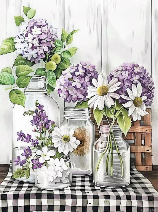 PUAGEMTI Diamond Painting Kits Vintage Purple Hydrangea, for Adults Beginners, 5D Crystal Rhinestone Embroidery Diamond Art Kits 12x16 Inch, for Home Decor Wall Decor and Holiday Gifts