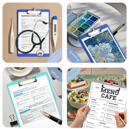 Clipboards with Pen Holder, Clip Boards Plastic Standard A4 Letter Size Holds 100 Sheets 8.5x11 Inch Papers 6 Pack Assorted Colors