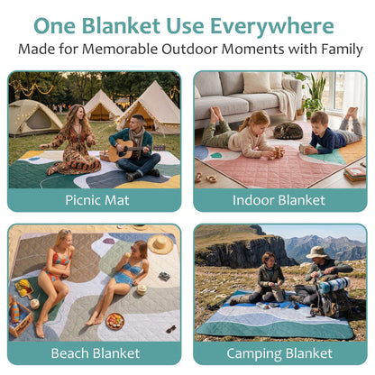 Exclusivo Mezcla Waterproof Picnic Blankets 3-Layer 60x80 INCH Large Sandproof Beach Blanket Foldable Outdoor Blanket for Camping on Grass Picnic Mat