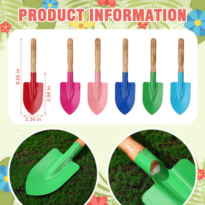 Liliful 30 Pcs Mini Gardening Shovel Colorful Metal Garden Tools with Wooden Handle Beach Shovel for Planting Loosening Digging