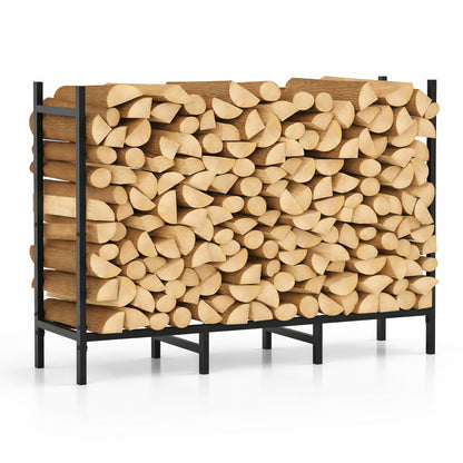 CADUKE Firewood Rack Outdoor, Adjustable 4FT to 2.64FT Heavy Duty Wood Racks for Firewood, Metal Log Rack Wood Storage for Indoor Fireplace Patio, Black